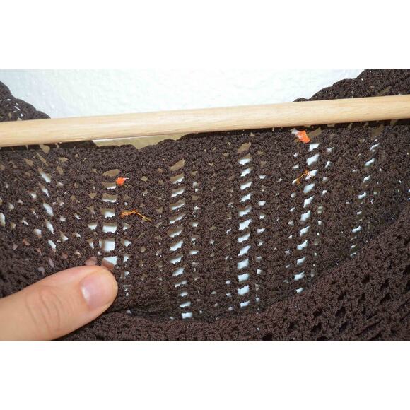 Brown Crochet Ruffle Trim Tank Size Small - Picture 4 of 6